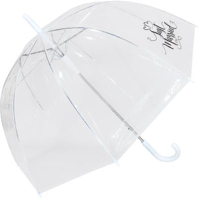 Parapluie cloche transparente de mariage - Ouverture Automatique - Just Married