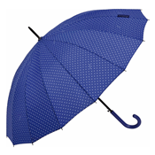 Parapluie long femme 16 baleines - Résistant au vent- Bleu et mini triangles blancs - reduced