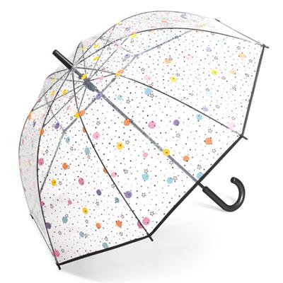 Parapluie cloche transparente pour femme - Imprimé pois et étoiles