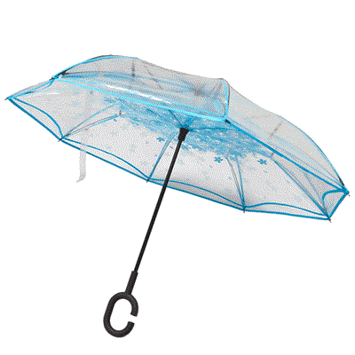 Parapluie à ouverture inversée - Transparent et bleu - reduced