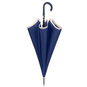 Parapluie canne et long pour femme - Ouverture automatique - Large protection 112 cm - Bleu avec Bordure crème
