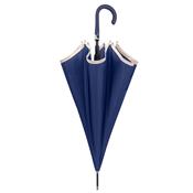 Parapluie canne et long pour femme - Ouverture automatique - Large protection 112 cm - Bleu avec Bordure crème - reduced