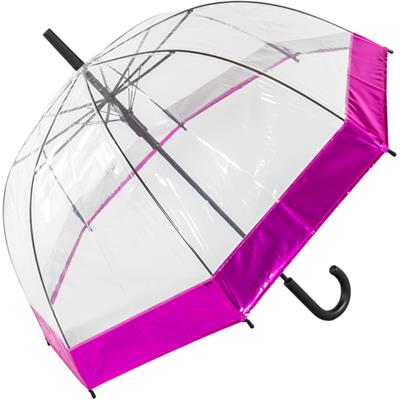 Parapluie cloche - Ouverture Automatique - Parapluie transparent avec bordure rose