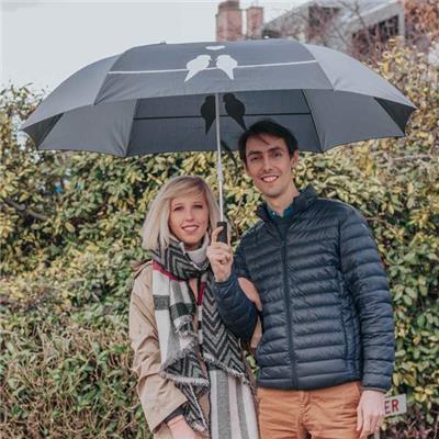 Parapluie pour 2 personnes Noir - Large diamètre - Imprimé oiseaux