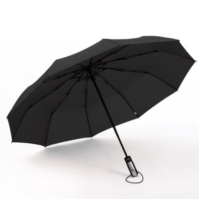 Parapluie pliant et compact - Ouverture et fermeture automatiques - Noir avec poignée couleur noire aluminium