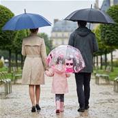 Parapluie Cloche Transparent pour Enfant - 8 Baleines en Fibre de Verre - Poignée Confortable - Chat rose