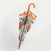 Parapluie Semi-transparent pour Enfant - Système d'ouverture Automatique - Transparent Avec Poignée Orange - Fusée spatiale