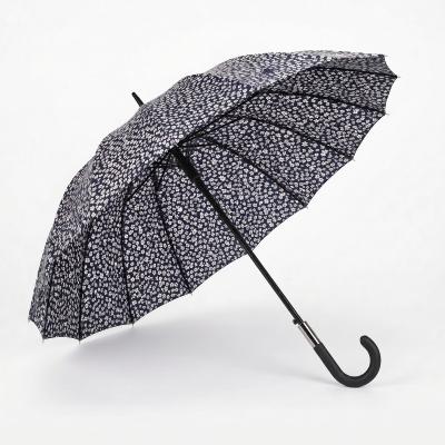 Parapluie Long pour Femme - Système d'ouverture Automatique - 16 Baleines en Fibre de Verre - Grande Protection de 105 cm - Résistant au vent - Bleu Foncé