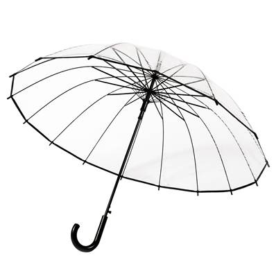 Parapluie transparent cloche femme - Ouverture Automatique - 16 baleines - Bordure noire