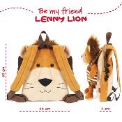 Sac à dos réversible Lenny Lion pour enfants - Peluche amovible - Bretelles réglables et souples - Mini sac de voyage mignon - Taille unique