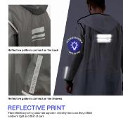 Imperméable - Bandes réfléchissantes au dos - Taille S (150-165CM) - Gris semi-transparent avec passepoil blanc