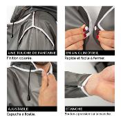 Imperméable - Bandes réfléchissantes au dos - Taille S (150-165CM) - Gris semi-transparent avec passepoil blanc