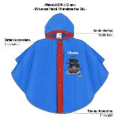 Changement de couleur Poncho de pluie  bleu pour enfants de 4 à 6 ans