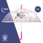 Parapluie cloche enfant avec bordure phosphorescente - Girl Power -  Bordure réflechissante pour être visible la nuit