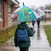 Parapluie transparent pour enfant - Bordure réfléchissante pour une visibilité optimale la nuit - Parapluie garçon - Dinosaure