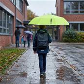 Mini parapluie pliant pour enfants - Bordure réfléchissante pour une visibilité optimale la nuit - Vert fluo