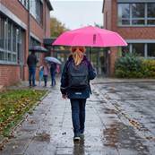 Mini parapluie pliant pour enfants - Bordure réfléchissante pour une visibilité optimale la nuit - Rose fluo