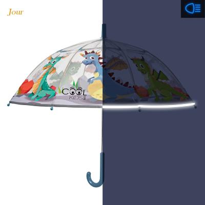 Parapluie transparent pour enfants - Bordure réfléchissante pour une visibilité optimale la nuit - Parapluie garçon - Dragons