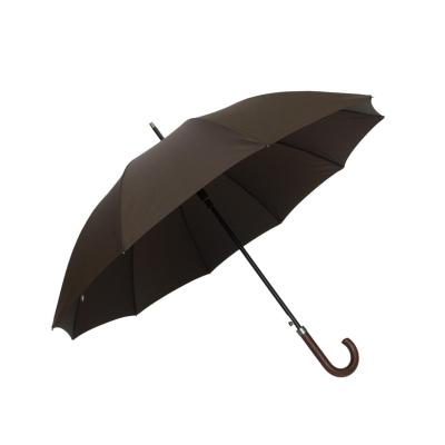 Parapluie droit automatique pour femme - Poignée en bois - Bordeaux Marron