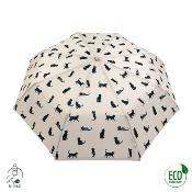 Parapluie automatique pliant et écologique pour femme - Résistant au vent - Chat noir