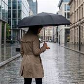 Parapluie Pliant - Poignée en Bois en Forme de Tête de Canard - Avec étui et bandoulière - Noir