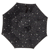 Parapluie à ouverture inversée - Noir et Imprimé Etoiles - Bordure phosphorescente