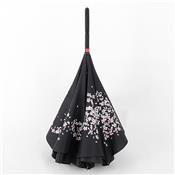 Parapluie à ouverture inversée - Noir et Imprimé Cerisiers du Japon