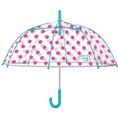 Parapluie cloche enfant avec bordure phosphorescente - Pois roses - reduced