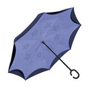 Parapluie bleu marine à ouverture inversée- Toile intérieure bleue
