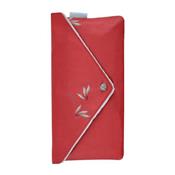 Mini parapluie femme résistant au vent - Rouge à motifs - Pochette assortie