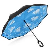 Parapluie à ouverture inversée - Noir et Imprimé Ciel