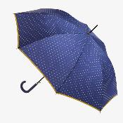 Parapluie long automatique - UVP 50+ Protection - Pois - Bleu