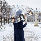 Parapluie cage à oiseaux transparent pour femmes - Système d'ouverture automatique - Motif Chiens