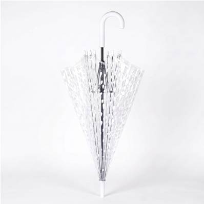 Parapluie cage à oiseaux transparent pour femme - Système d'ouverture automatique - Blanc Gouttes
