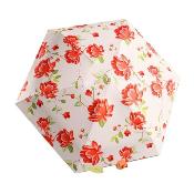 Mini parapluie pliant pour femme - Design compact à cinq volets avec pochette assortie - Imprimé camélia avec revêtement intérieur doré