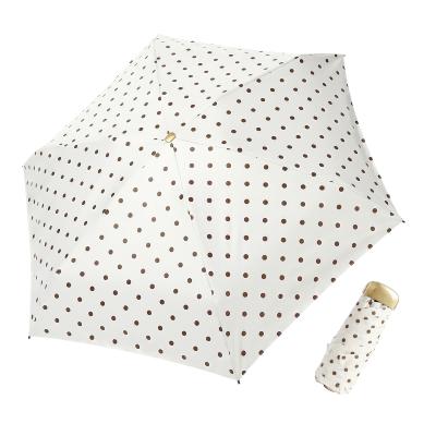 Mini Parapluie Pliant pour Femme - Parapluie cinq Plis - Ultra Léger et Compact - Motif à pois