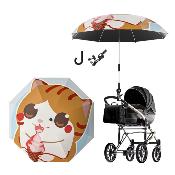 Parapluie poussette pour enfant - Avec poignée crochet facile à saisir - Poignée amovible et réglable - Intérieur noir - Chatte
