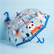 Parapluie Cloche Transparent pour Enfant - Système d'ouverture Automatique - Transparent Avec Poignée Bleu
