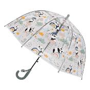Parapluie enfant transparent - Parapluie fille et garçon - Poignée grise - Panda