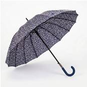 Parapluie Long pour Femme - Système d'ouverture Automatique - 16 Baleines en Fibre de Verre - Grande Protection de 105 cm - Résistant au vent - Bleu Foncé