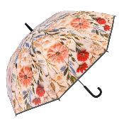 Parapluie Transparent pour Femme - Système d'ouverture automatique - Resistant au Vent - Motif floral - Crème