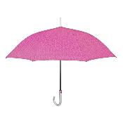Grand parapluie automatique - Résistant au vent - Poignée incurvée - Motif géométrique - Rose