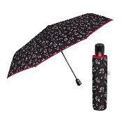 Mini parapluie pliant automatique pour femme - Design à trois volets - Géométrique - Bordure rouge