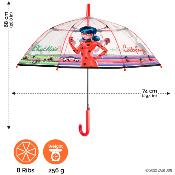 Parapluie enfant transparent -  Parapluie fille - Poignée rouge - Ladybug