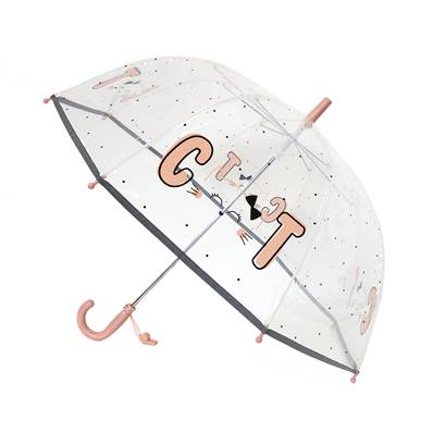 Parapluie cloche transparent enfant - Chat -  Bordure réflechissante pour être visible la nuit