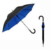 Parapluie de marche à double toile - Ouverture automatique - Résistant au vent - Bleu denim