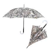Grand parapluie automatique - Résistant au vent - Avec manche en plastique cristallisé - Mousse Écrue