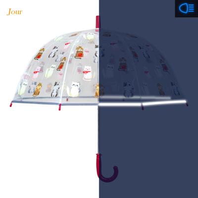 Parapluie cloche transparent enfant - Système d'ouverture automatique - Chats -  Bordure réflechissante pour être visible la nuit