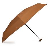 Ultra mini parapluie pliant pour femmes - Slim et léger - Résistant au vent - Avec protection UV - Avec sac smartphone assorti - Marron chameau