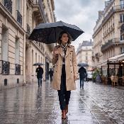 Parapluie pliant ultraléger et slim pour femmes - Résistant au vent - Avec protection UV - Noir